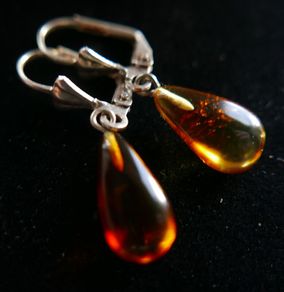 Vintage Sterling Silver Baltic Amber Dangle Earrings 1,78g