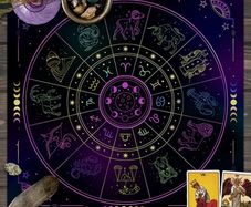 Witchy Calendar with Zodiac Signs & Moon Phases - unique House Decoration