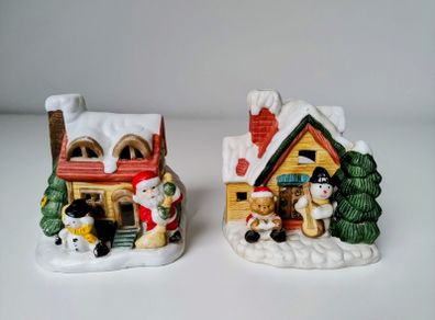 North Pole Cottages Christmas  Ceramic  Candle Figures