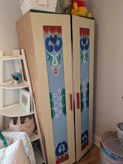 Hand-painted two-door wardrobe (kids' bedroom)