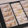 _Jewelry Box, Jewelry Case, Travel Jewelry Box, Portable Jewelry Organizer, with 2 Drawers, Mirror, Lock and Keys, Lockable, 17.5 x 13.5 x 12 cm, Black Image 3