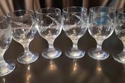 Hand etched twisted stem large wine glass set