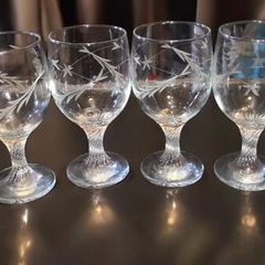 Hand etched twisted stem large wine glass set