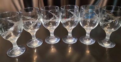 Hand etched twisted stem large wine glass set