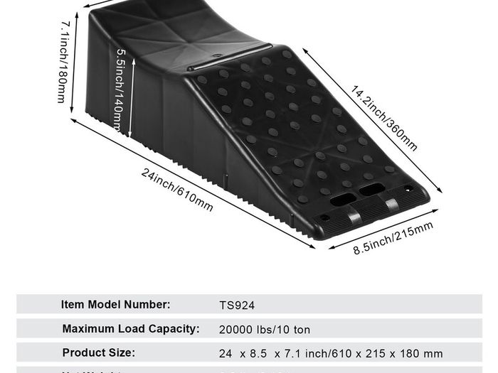 Car Ramp Heavy duty  9 ton  Garage Ramps, 1 Piece Low Profile Car Service Ramp, 9 Ton Load Capacity, 14cm Lifting Height Car Ramp, Heavy Duty Tire Ramp for Oil Change, Car Lift and Vehicle Maintenance