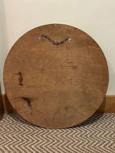 Vintage Art Deco Etched Round Wall Mirror