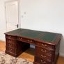 Large Executive Pedestal Writing Desk Green Leather Top Image 3
