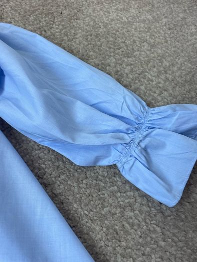 top Zara size large off the shoulder top cotton blue