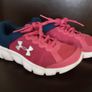 Trainer's/Girl's Under Armour Trainers/Size: 12.5  UK ..  31 EU .. Colour: Coral Pink and Navy with White Sole/NOW REDUCED Image 5