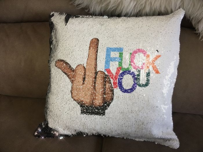 Sequin Mermaid Magic Pillow Rude Cushion Cover Fuck You Great Gift Present