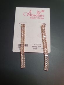 NEW RRP30Eur Gold color earrings long drops with sparkling stones by Absolute Jewellery Design RRP 3o euro NEW & BOXED