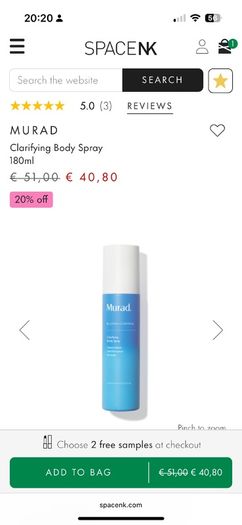Murad clarifying body spray -180ml