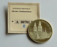 Switzerland Zurich Grossmunster Proof with cert 1998