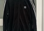 Black velour Adidas track top