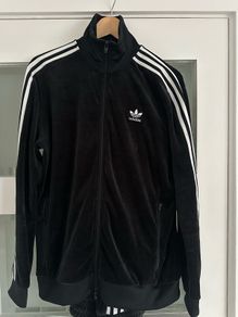 Black velour Adidas track top