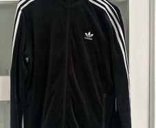 Black velour Adidas track top