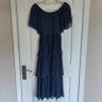 NEW QUIZ Navy Chiffon Bardot Pleated Tiered Midi Dress  Size 10 Image 8