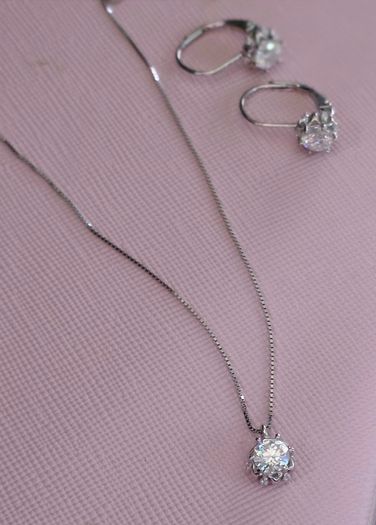 Sterling Silver 1/2 carat each, Moissanite drop earrings and pendant necklace set New