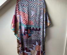 Luxury 100% Silk 130x130 Oversized Maxi Square Scarf Patchwork Checkerboard Shawl