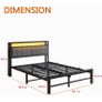 King Size Bed Base with Charging Station and Led lights Image 9