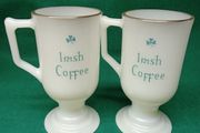 Vintage Irish Coffee Shamrock Pedestal Mugs