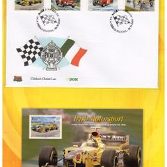 2001 Ireland Pole Position A History of Irish Grand Prix Racing. Contains Irish Motorsport Stamp Booklet, Irish Motorsport Set on First Day Cover & Centenary of the Royal Irish Automobile Club: Jordon Miniature Sheet