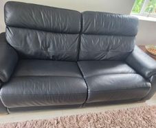 DFS Hawk 3 seater Power Recliner black leather Sofa