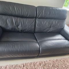 DFS Hawk 3 seater Power Recliner black leather Sofa