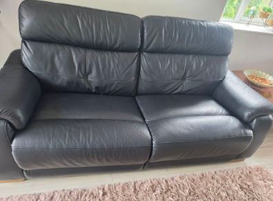 DFS Hawk 3 seater Power Recliner black leather Sofa