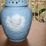 Large Blue Jasperware Vase. 1970s. H-7" Image 3