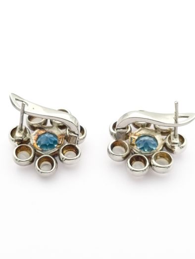 Vintage 925 Sterling Silver Moonstone Blue Topaz Earrings