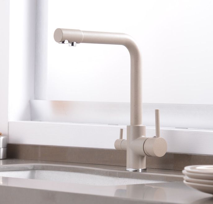 3 Way Kitchen Tap With Pure Water Flow Beige