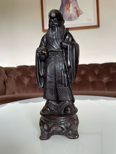 Rare Vintage Resin Asian Japanese Statue Fukurokuju Lucky God