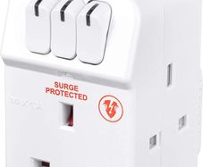 Three Socket Surge Protected Adaptor with Individual Switches