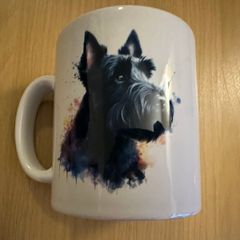 Stag Gallery Scottish Terrier (Scottie) Dog Watercolour Splash Effect Gift 10oz Ceramic Mug Artistic Colourful Coffee Tee