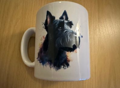 Stag Gallery Scottish Terrier (Scottie) Dog Watercolour Splash Effect Gift 10oz Ceramic Mug Artistic Colourful Coffee Tee