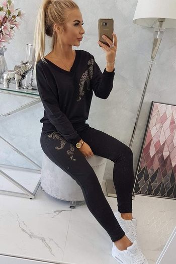 2 piece  tracksuit set with zircon panther