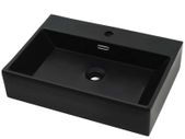 Basin with Faucet Hole Ceramic Black 60.5x42.5x14.5 cm