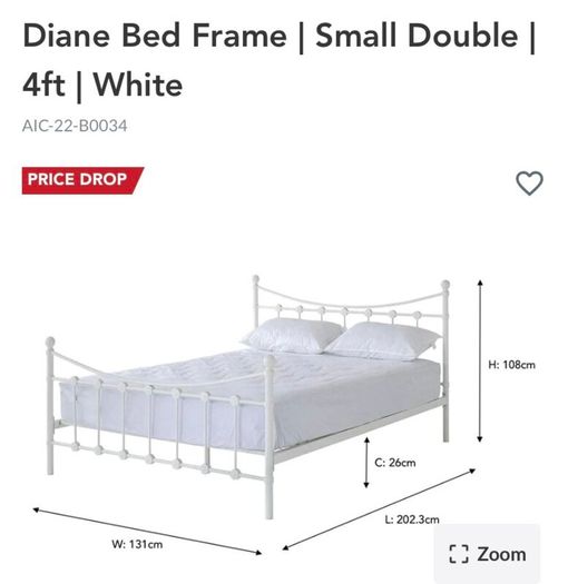 Bed Frame | Double | 4ft6 | White