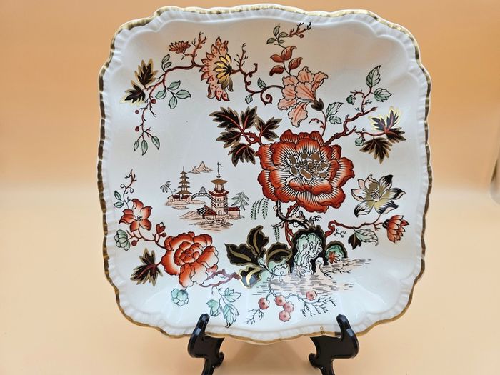 Vintage Mason's Ironstone Golden Azalea square serving dish