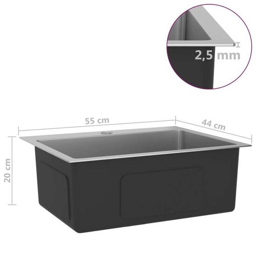 Handmade Kitchen Sink with Faucet Hole Stainless Steel