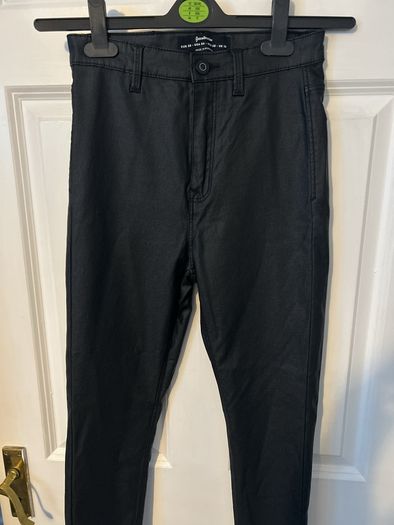 leather look trousers