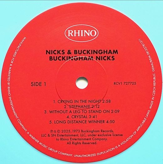 Buckingham Nicks, Vinyl, LP, Baby Blue vinyl, Rhino, RE