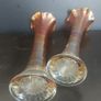 Fabulous Pair of Antique/Vintage Imperial Glass Company Carnival Glass Ripple Swung Vases in the Ombre Marigold Opalescent Colourway, Circa 1907 -1930, Priced as a Pair Image 4