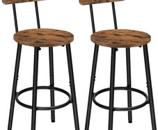 Bar Stools Set of 2, Breakfast Bar Stools, Kitchen Stools with Backs and Footrest, High Bar Chairs for Dining Room, Party, Rustic Brown