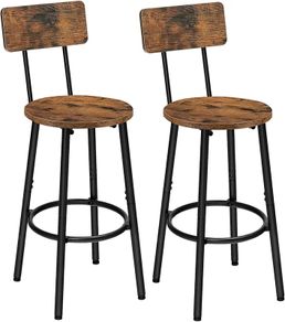 Bar Stools Set of 2, Breakfast Bar Stools, Kitchen Stools with Backs and Footrest, High Bar Chairs for Dining Room, Party, Rustic Brown