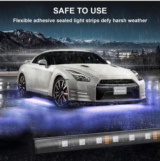 Underglow Car LED Lights Kit, RGBI Neon Accent Strip Lights, 16 Million Colors DIY & Music Mode with App Control, DC 12V Universal for Car