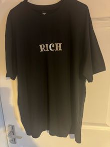 Brand new Manfinity Black Rich Silver print t-shirt size M Postage included