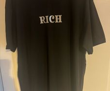 Brand new Manfinity Black Rich Silver print t-shirt size M Postage included