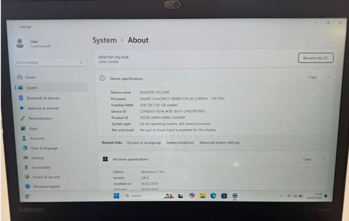 Lenovo ThinkPad X1 Carbon G4 Intel i7 8GB RAM 256GB SSD Windows 11 Pro